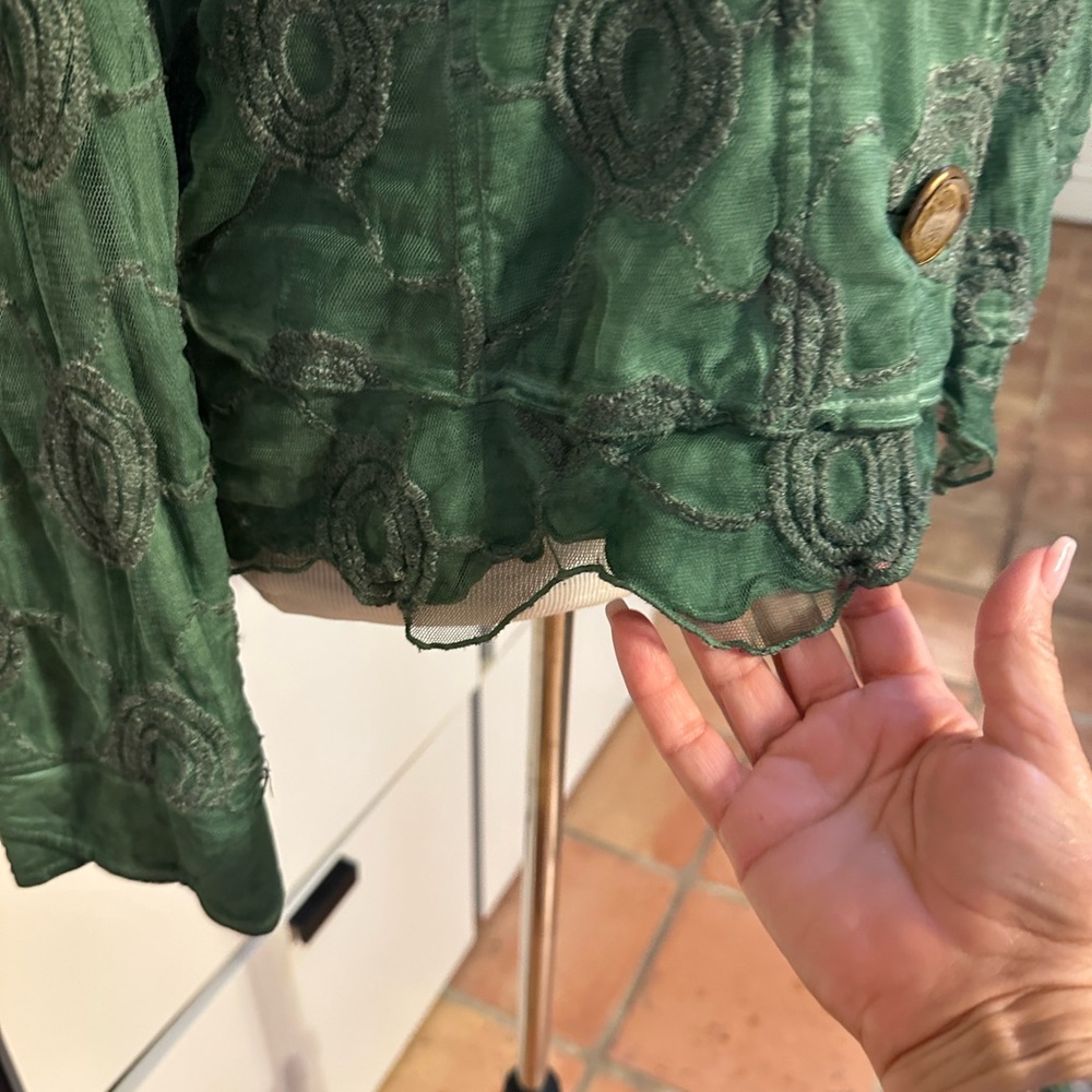 Green Boho style women’s blazer Jacket - Picture 6 of 15